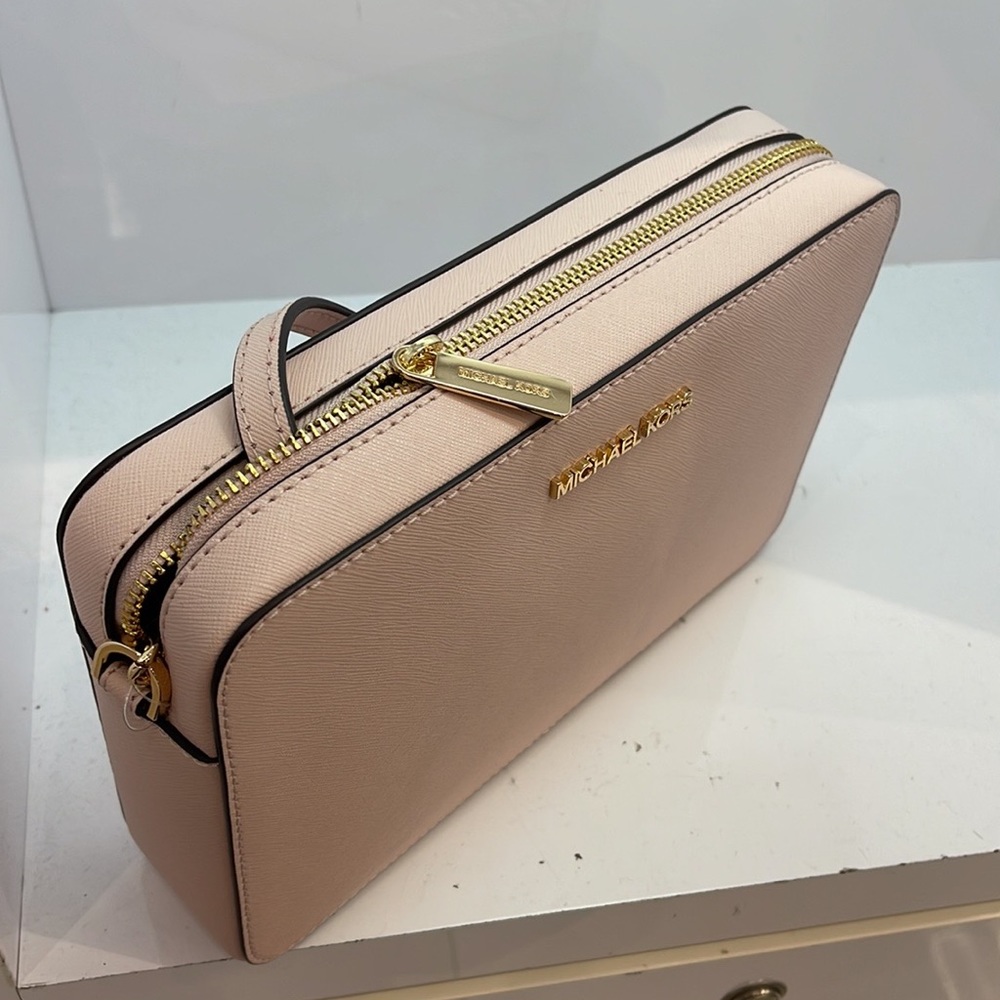 Michael Kors Jet Set Item Large East West Zip Crossbody Leathr Powder Blush/Pink - Picture 5 of 16